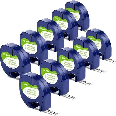 91220 Weiß Papier Schriftband für Dymo Letra Tag Band LT-100T 100H XR XM 12mmx4m
