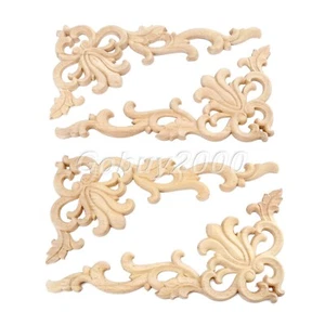 Wood Carved Furniture Corner Onlay Applique Decals Decor Unpainted Decal 20*10cm - Picture 1 of 13