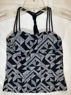 Tankini halter trasero de macramé musa laberinto negro blanco miel Hula talla pequeña Foto 1 de 4