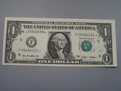 ERROR: 2000 "Solid" ⭐STAR⭐ $1 FRN Note Over-Ink F/⭐ Block.  #8 - Image 1 of 4