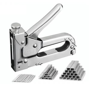 Heavy Duty 3 in 1 Hand Staple Gun Tacker Chromed with 600 Staples