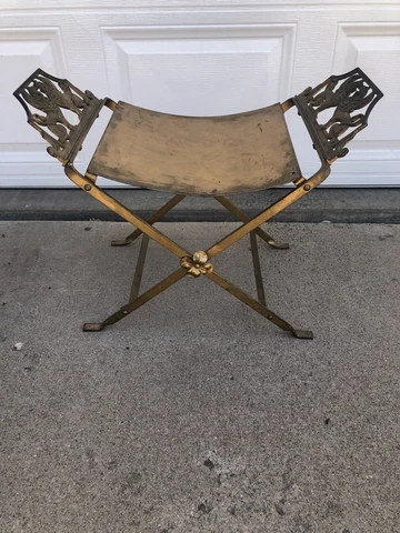 Oscar Bruno Bach Style Iron Art Deco Inspired Griffin Motif Bench Stool Cover