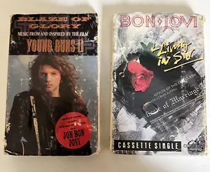 Lot of 2 Bon Jovi Cassette Single Cardboard Sleeves Blaze of Glory Living In Sin - Picture 1 of 8