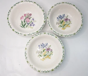 Thomson Pottery Floral Garden 7" Set of 3 Cereal Dessert Bowls Flowers Retired - Picture 1 of 11