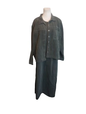Studio Ease Womens 18W Cotton Jumper & Jacket Wales Corduroy Green Modest Dress - Image 1 of 4