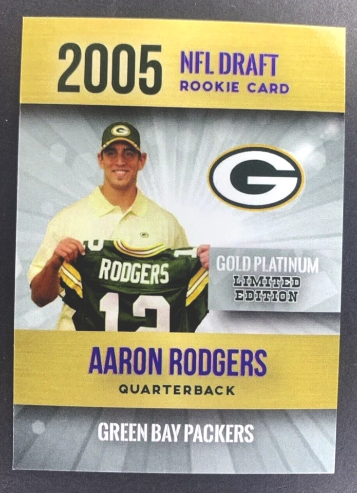 2005 NFL Draft Aaron Rodgers Green Bay Packers Gold Platinum LIMITED Edition RC - Image 1 of 1