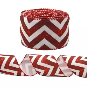 Christmas ribbon 3" grosgrain ribbon red green Chevron print 4 Yds ships free - Picture 1 of 1