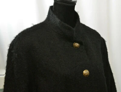 Vintage Jaeger Size 8 US/10 UK Black Fuzzy Boucle Coat High Collar Oversized UK - Image 1 of 4
