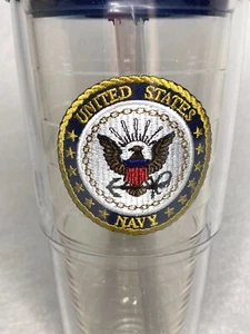 Tervis Tumbler United States NAVY Patch Blue Lid Bubba Straw 24 OZ USN Military - Picture 1 of 5