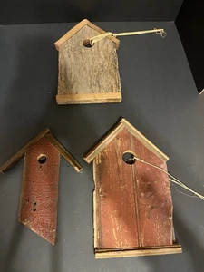 Set If 3 Rustic Birdhouse Decor Reclaimed Barn wood Primitive Farmhouse Decor  - Picture 1 of 11