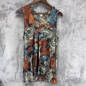 Est. 1946 Womens Paisley Mixed Media Boho Tank Tunic Top L Stretch Rustic  Artsy - Picture 1 of 10