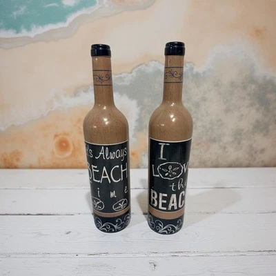 Набор из 2 пляжных винных бутылок декор - 13 дюймов в высоту - Изображение 1 из 4