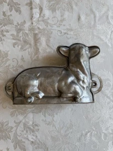 Vintage Antique Aluminum Lamb Sheep 2 Piece Mold Baking Cake Candy Chocolate - Picture 1 of 15