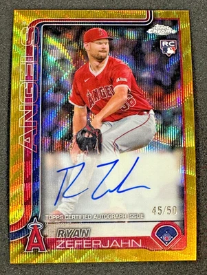 2025 Topps Chrome - Gold Wave Refractor - RYAN ZEFERJAHN /50 Auto RC Angels - Image 1 of 2