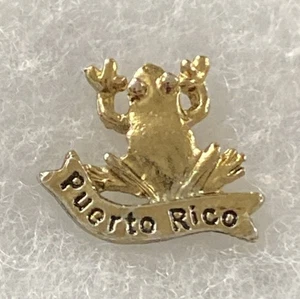 Spilla ricordo viaggio turistico Porto Rico tono oro - rana caraibica 3/4" - Foto 1 di 6