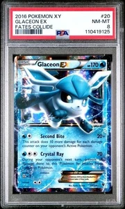PSA 8 Glaceon EX Holo 2016 Fates Collide 20/124 Pokemon TCG - Picture 1 of 2
