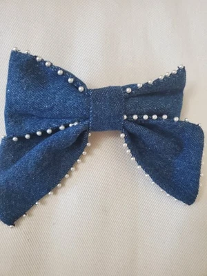 Clip de pelo JCrew Denim con moño de 4 pulgadas Foto 1 de 4