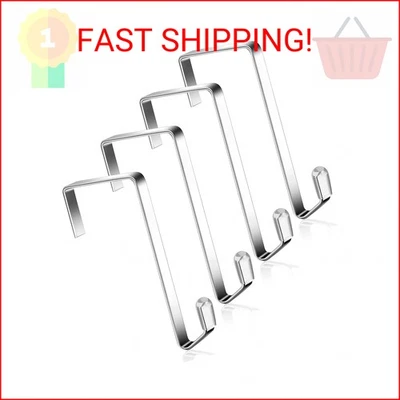 Paquete de 4 ganchos de metal sobre la puerta MISSLO para colgar toallero puerta de alta resistencia H Foto 1 de 2