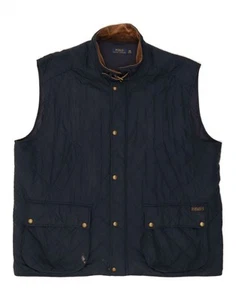 POLO RALPH LAUREN Mens Quilted Gilet UK 46 3XL Navy Blue Polyester DI28 - Picture 1 of 4