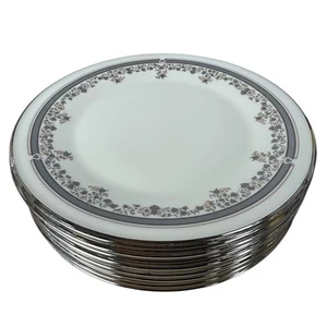 Lenox Bone China Lace Point 10-5/8" Dinner Plates Ivory Floral Platinum Set Of 8 - Picture 1 of 8