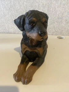 Statua cane Rottweiler vintage seduta statuina - Foto 1 di 6