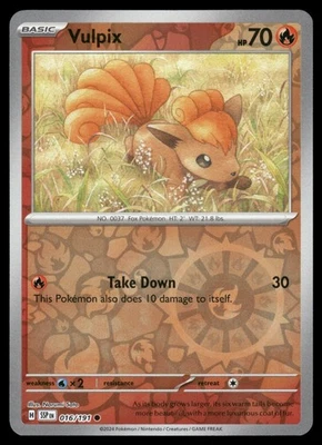 Vulpix 016/191 SSP SV08: Surging Sparks Reverse Holo NM - Image 1 of 2