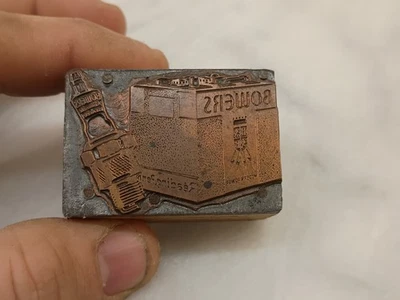 Vintage BOWERS Spark Plug Modern Power Copper Printing Block Letter Press RARE - Image 1 of 4