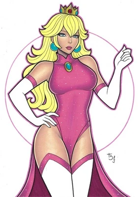 💥Princess Peach (09"x12") original comic art by Thiago Freire - TramaStudio💥 - Image 1 of 4