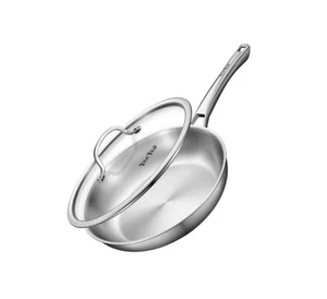 12 inch Tri-Ply Stainless Steel Frying Pan with LID,PFOA&PTFE Free Skillets,C... - Picture 1 of 5