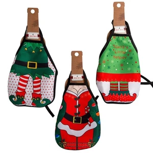 3 piezas Divertidas CUBIERTAS DELANTAL BOTELLA DE VINO DE NAVIDAD Muñeco Elfo Árbol Decoraciones de Vacaciones - Imagen 1 de 2