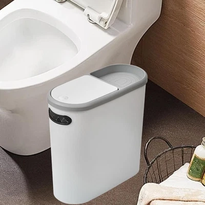 Kitchen Wastebasket Thin Narrow Garbage Can 10L Stylish with Storage Slot - Image 1 of 4