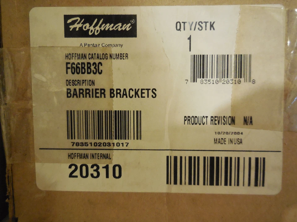 NEW HOFFMAN F-66BB3C BARRIER BRACKETS F66BB3C - Image 1 of 1
