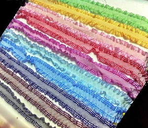 Cinta elástica de doble volante a cuadros de gingham - 20 mm de ancho - se vende por metro - Imagen 1 de 12