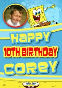FOTO PERSONALIZADA DE BOB ESPONJA/CUMPLEAÑOS ESTÁNDAR CUALQUIER OCASIÓN TARJETA DE FELICITACIÓN - Imagen 1 de 5