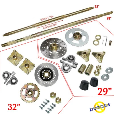32英寸29.13英寸卡丁车后活轴套件,链轮和轮毂,制动组件 — 第 1/4 张图片