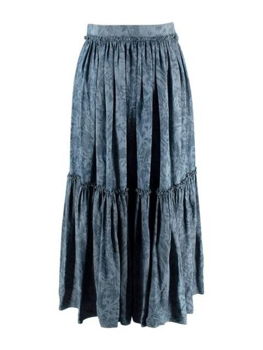 Maxi gonna Dior blu stampata a strati in denim Fr36 UK8