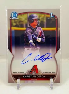 2023 Bowman Chrome 1st Christian Cerda Base Auto DBacks ROOKIE RC Autograph C1 - Picture 1 of 2