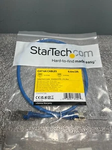 StarTech 2ft Blue CAT6A Shielded Cable Cat6a Ethernet Cable C6ASPAT2BL RJ-45 - Picture 1 of 3