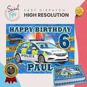 TOPPER TORTA COMMESTIBILE POLICE RETTANGOLO PERSONALIZZATO COMPLEANNO - Foto 1 di 1