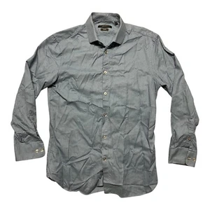 JOHN VARVATOS Shirt Mens 15.5 Gray Long Sleeve Signature Tailored Dress Slim Fit - Picture 1 of 4