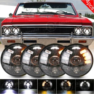 4PCS 5.75" 5-3/4 inch LED Headlights Hi/Lo Beam DRL for Chevy Chevelle 1964-1970 - Picture 1 of 22