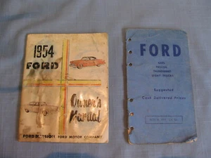 FORD, FOLLETOS DÉCADA DE 1950, MANUAL DEL PROPIETARIO 1954, PRECIOS SUGERIDOS 1959, DE COLECCIÓN - Imagen 1 de 7