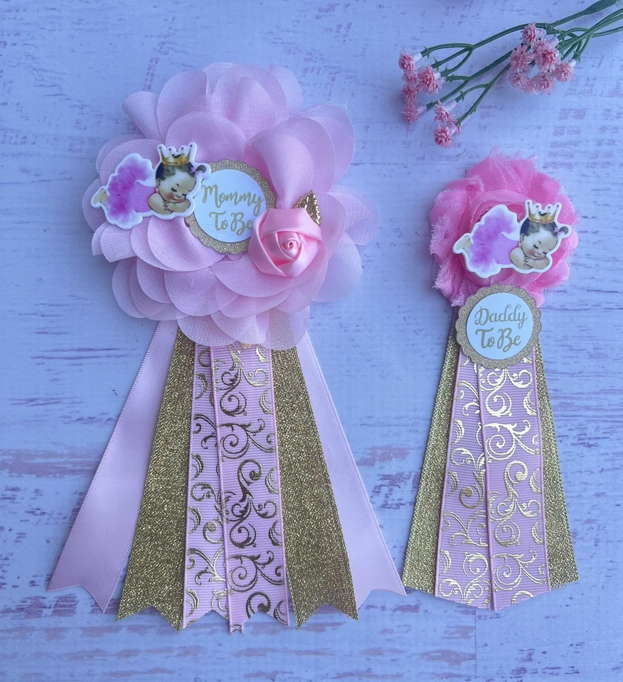 Princess Baby Shower Corsage ,Mommy And Daddy Baby Shower Pins - Image 1 of 1
