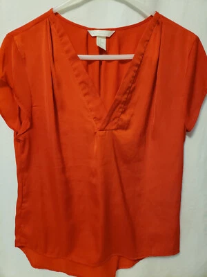 H & M Conscious 套衫衬衫 6 码红色 V 领盖袖 — 第 1/4 张图片