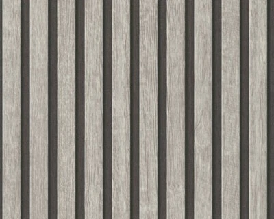 Papel Pintado AS Creation Colorido Mundo Madera Efecto Listón Gris Negro Paneles 391092 Foto 1 de 4