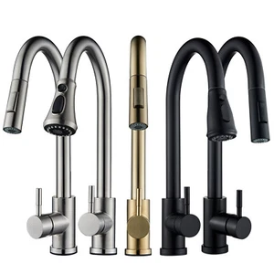 Grifo de cocina extensible de acero inoxidable con ducha 360° cocina batería mezcladora grifo - Imagen 1 de 151