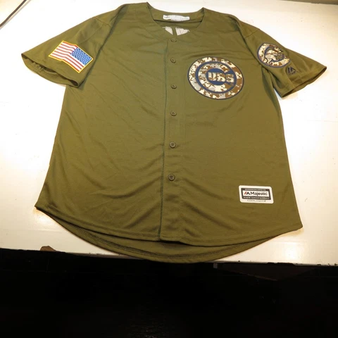 MAJESTIC CHICAGO CUBS MLB BASEBALL JERSEY Sz L #17 Kris Bryant SALUTE TO SERVICE Cover