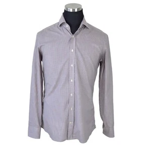 Camicia uomo Hackett Mayfair media slim fit marrone bianco check 100% cotone - Foto 1 di 9