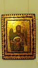 Handmade Copy of Old Byzntine Icon on Canvas Old Wood in Gold Background Greece