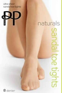 Pretty Polly Naturals 8 Denier Sandal Toe Tights APA5 - Picture 1 of 5